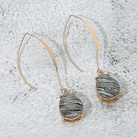 Teardrop Stone Cluster Long Drop Earrings