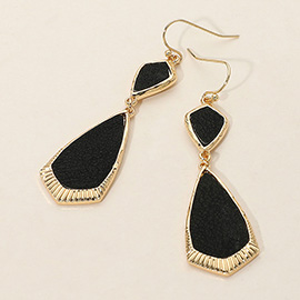 Faux Leather Geometric Plate Drop Dangle Earrings