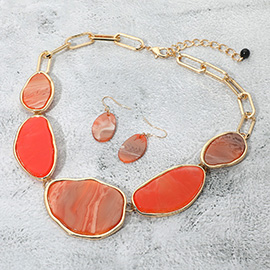 Bold Abstract Sparkled Celluloid Acetate Plate Link Statement Necklace