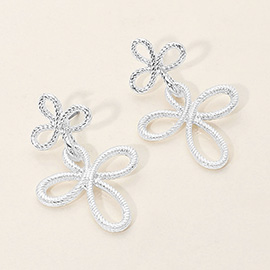 Textured Metal Floral Link Drop Earrings