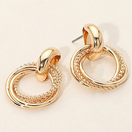 Textured Metal Interlocking Door Knocker Earrings