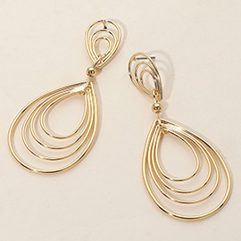 Layered Open Metal Teardrop Dangle Earrings