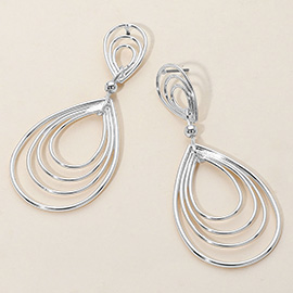 Layered Open Metal Teardrop Dangle Earrings