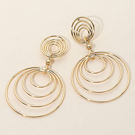 Layered Open Metal Circle Dangle Earrings