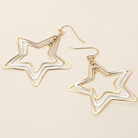 Layered Open Metal Star Dangle Earrings
