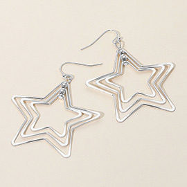 Layered Open Metal Star Dangle Earrings