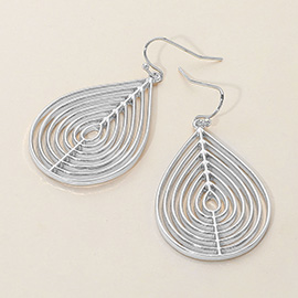 Layered Metal Wire Teardrop Dangle Earrings