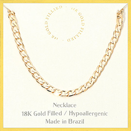 18K Gold Filled Hypoallergenic Flat Curb Chain Necklace