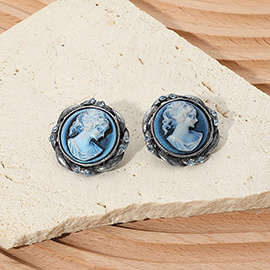Vintage Cameo Stud Earrings