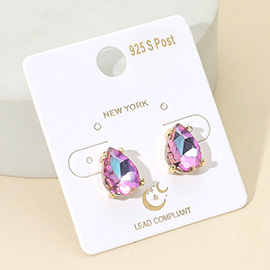 Teardrop Gemstone Cluster Stud Earrings