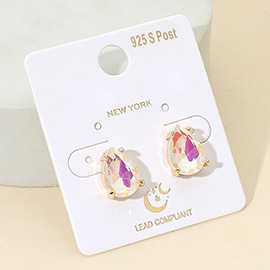 Teardrop Gemstone Cluster Stud Earrings