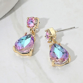 Teardrop Stone Cluster Dangle Earrings