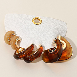 3Pairs - Chunky Resin Abstract Hoop Earring Set