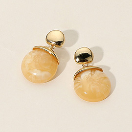 Marbled Resin Round Pebble Dangle Earrings