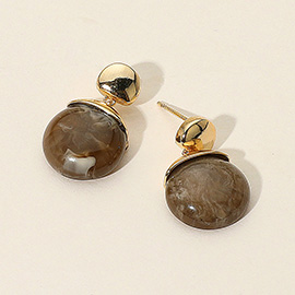 Marbled Resin Round Pebble Dangle Earrings