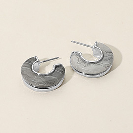 Marbled Resin Flat Hoop Earrings