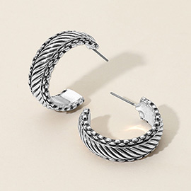 Textured Antique Metal Hoop Earrings