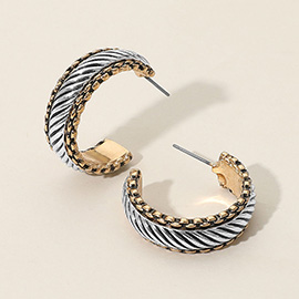 Textured Antique Metal Hoop Earrings
