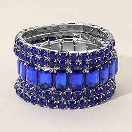 5PCS - Emerald Cut Round Stone Stretch Evening Bracelets