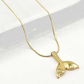 Stainless Steel Whale Tail Pendant Necklace