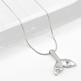 Stainless Steel Whale Tail Pendant Necklace