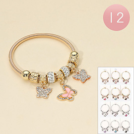 12PCS - Butterfly Charm Beaded Stretch Bracelets