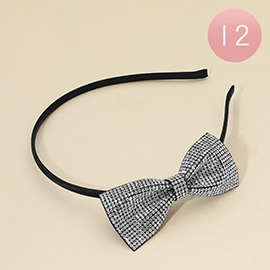 12PCS - Bling Studded Bow Accent Headbands