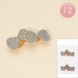 12PCS - Rhinestone Double Bow Barrettes