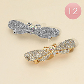 12PCS - Rhinestone Butterfly Barrettes