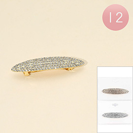 12PCS - Rhinestone Oval Barrettes