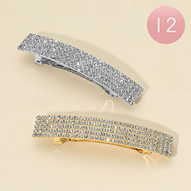 12PCS - Rhinestone Bar Barrettes