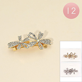 12PCS - Rhinestone Flower Barrettes