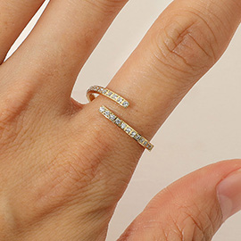 SECRET BOX_Stainless Steel Rhinestone Paved Skinny Wrap Ring