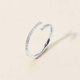 SECRET BOX_Stainless Steel Rhinestone Paved Skinny Wrap Ring