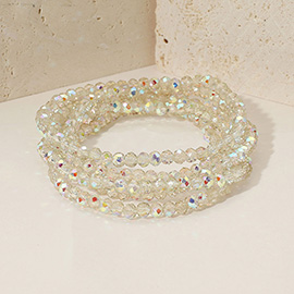 5PCS - Sparkling Faceted Beaded Stackable Stretch Multi Layered Bracelet