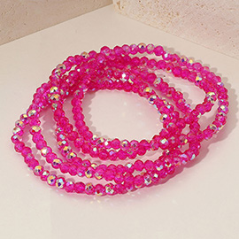 5PCS - Sparkling Faceted Beaded Stackable Stretch Multi Layered Bracelet