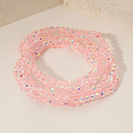 5PCS - Sparkling Faceted Beaded Stackable Stretch Multi Layered Bracelet