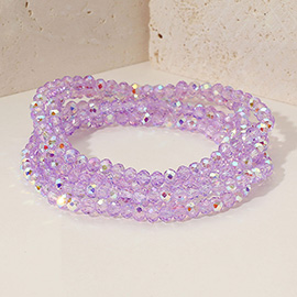 5PCS - Sparkling Faceted Beaded Stackable Stretch Multi Layered Bracelet