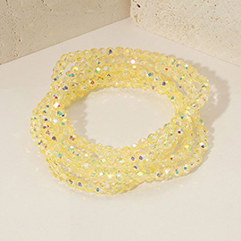 5PCS - Sparkling Faceted Beaded Stackable Stretch Multi Layered Bracelet