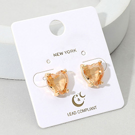 Heart Stone Cushion Stud Earrings