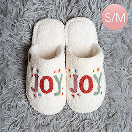 Holiday JOY Embroidered Soft Home Indoor Floor Slippers