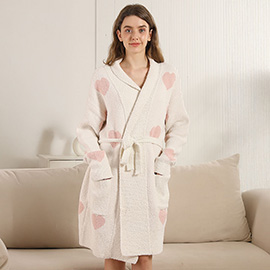 Hearts Robe with Pockets and Belt