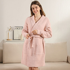 Solid Robe with Pockets and Belt