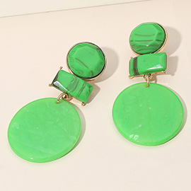 Marbled Resin Geometric Disd Drop Statement Earrings