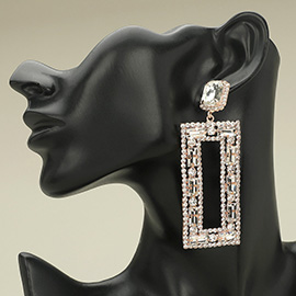 Stone Cluster Open Rectangle Dangle Evening Earrings