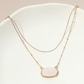 Druzy Pendant Accent Layered Necklace